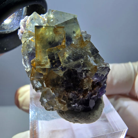 Seltene Phantom Fluorit Würfel Stufe, grün lila Okorusu, Namibia 40*23*18mm