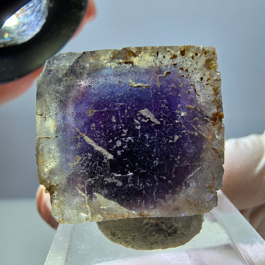 Seltene Phantom Fluorit Würfel Stufe, lila Okorusu, Namibia 31*24*22mm