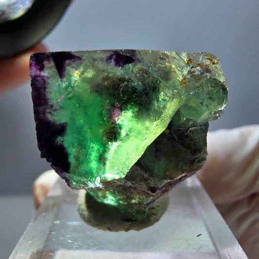 Seltene Phantom Fluorit Würfel Stufe, grün lila Okorusu, Namibia, 31*23*19mm