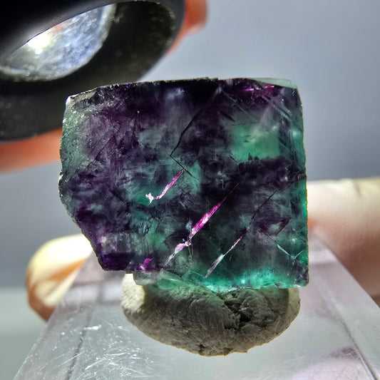 Seltene Phantom Fluorit Würfel Stufe, grün lila Okorusu, Namibia 20*19*16mm