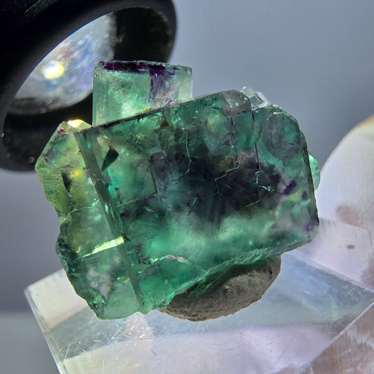 Seltene Phantom Fluorit Würfel Stufe, grün lila Okorusu, Namibia 23*18*13mm