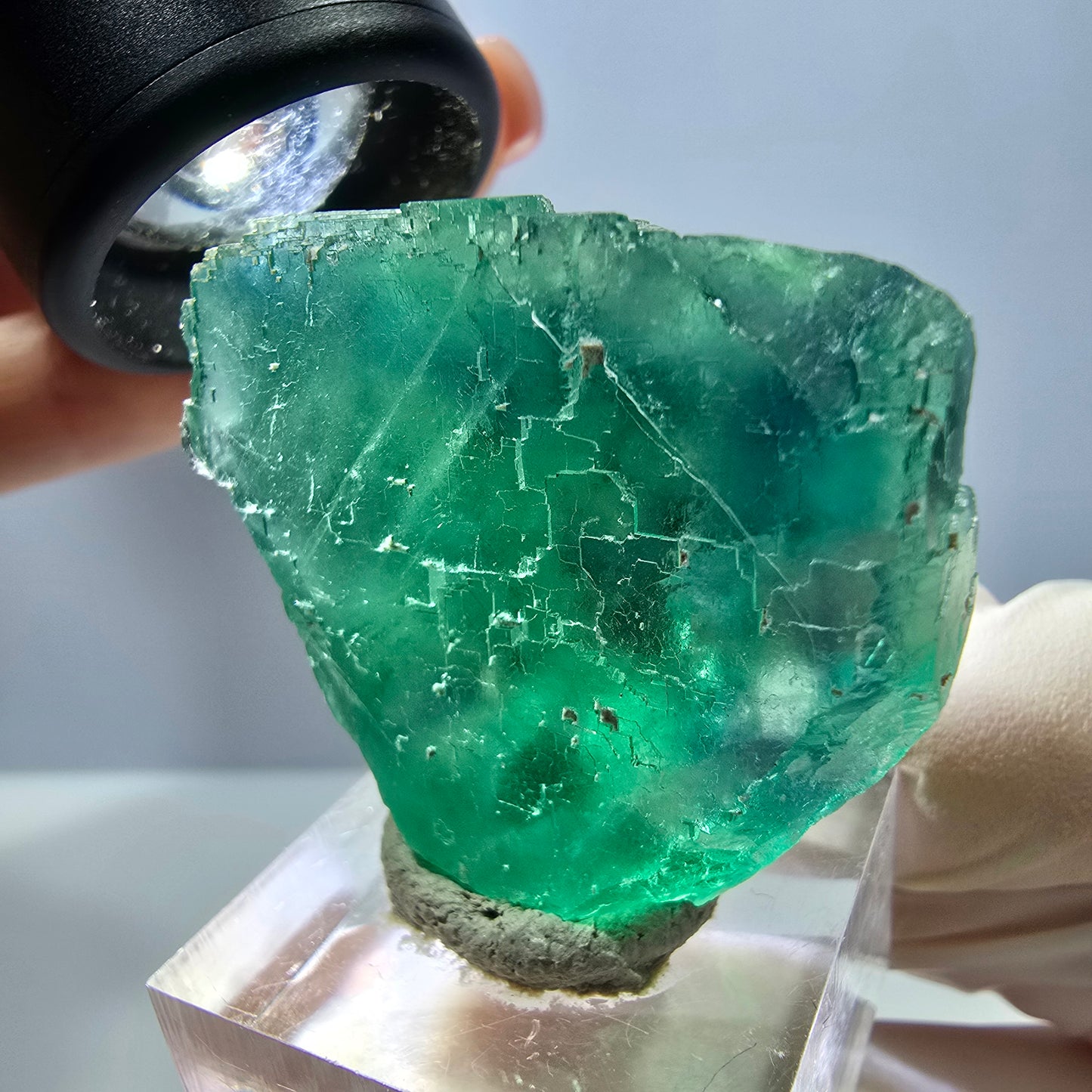 Klarer Phantom Fluorit Würfel parkettiert, grün Okorusu, Namibia 36*32*19mm