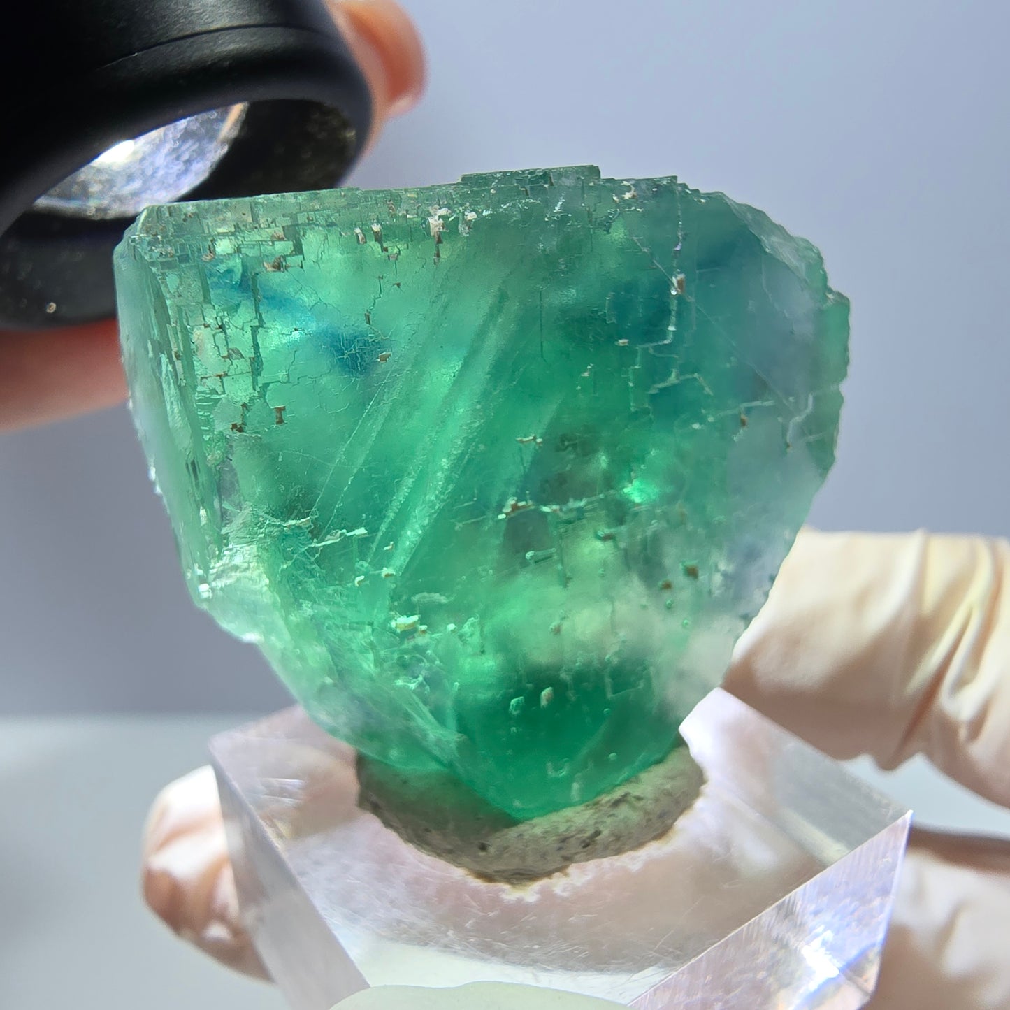 Klarer Phantom Fluorit Würfel parkettiert, grün Okorusu, Namibia 36*32*19mm