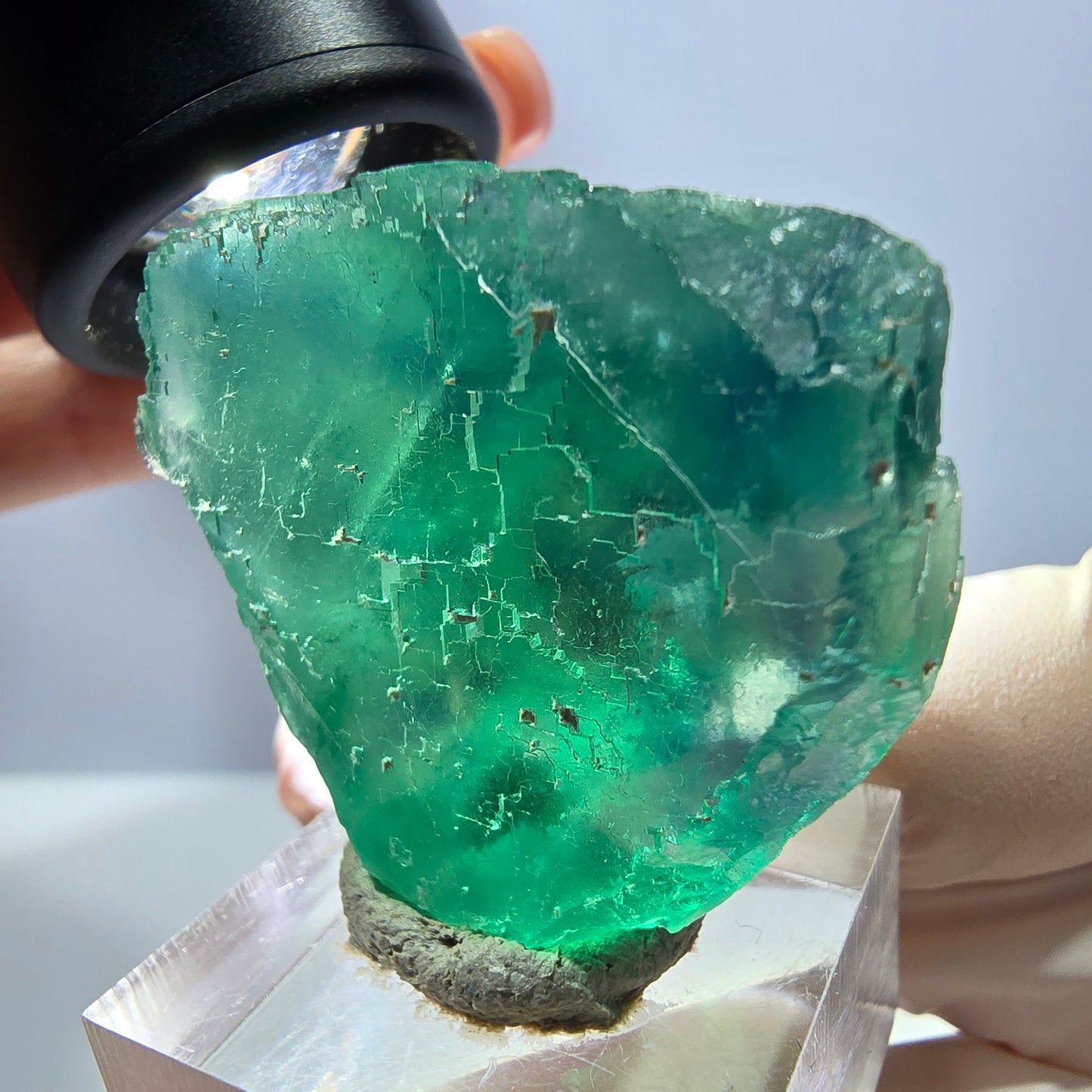 Klarer Phantom Fluorit Würfel parkettiert, grün Okorusu, Namibia 36*32*19mm