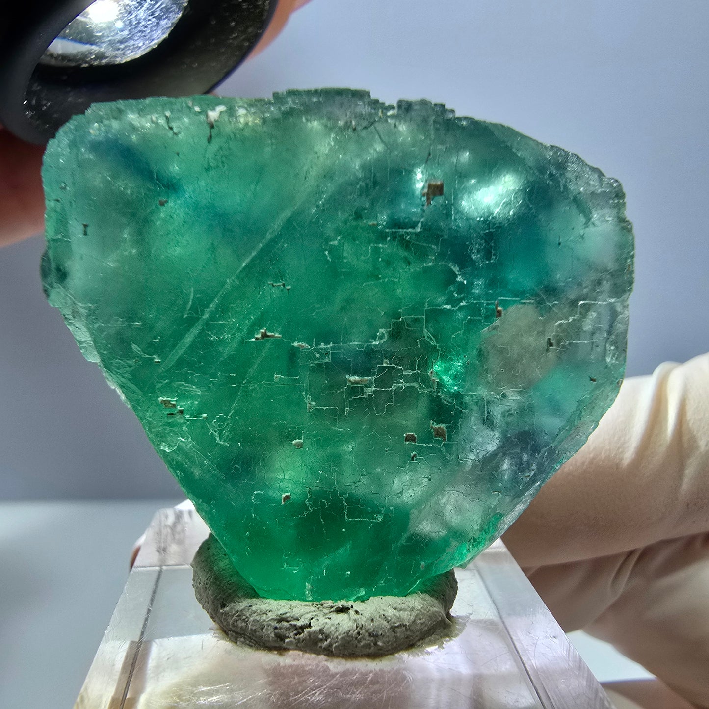 Klarer Phantom Fluorit Würfel parkettiert, grün Okorusu, Namibia 36*32*19mm