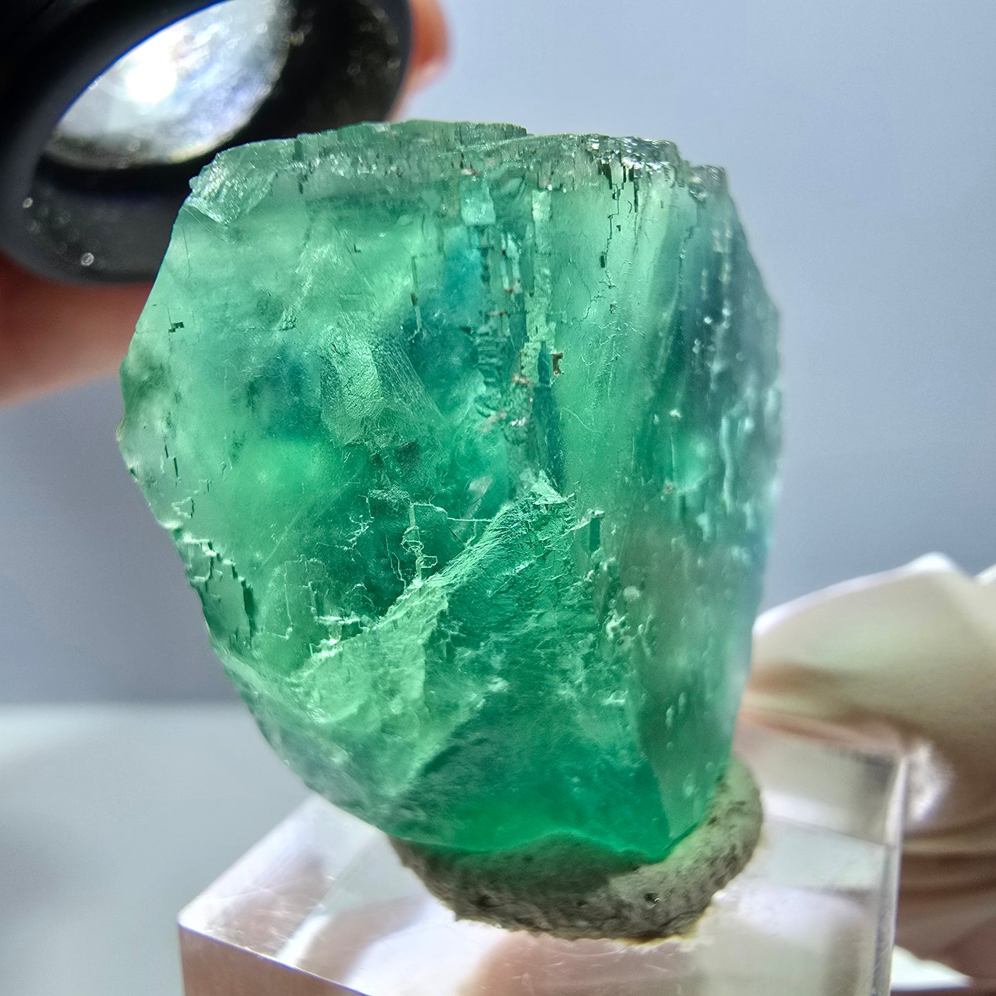 Klarer Phantom Fluorit Würfel parkettiert, grün Okorusu, Namibia 36*32*19mm