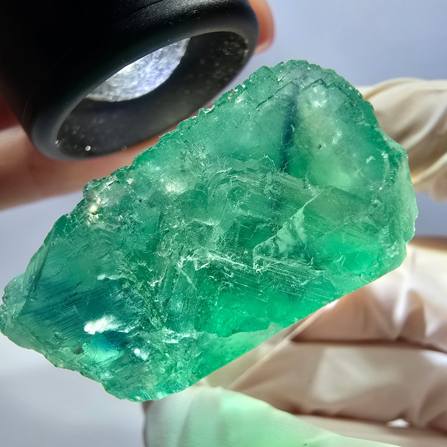 Klarer Phantom Fluorit Würfel parkettiert, grün Okorusu, Namibia 36*32*19mm