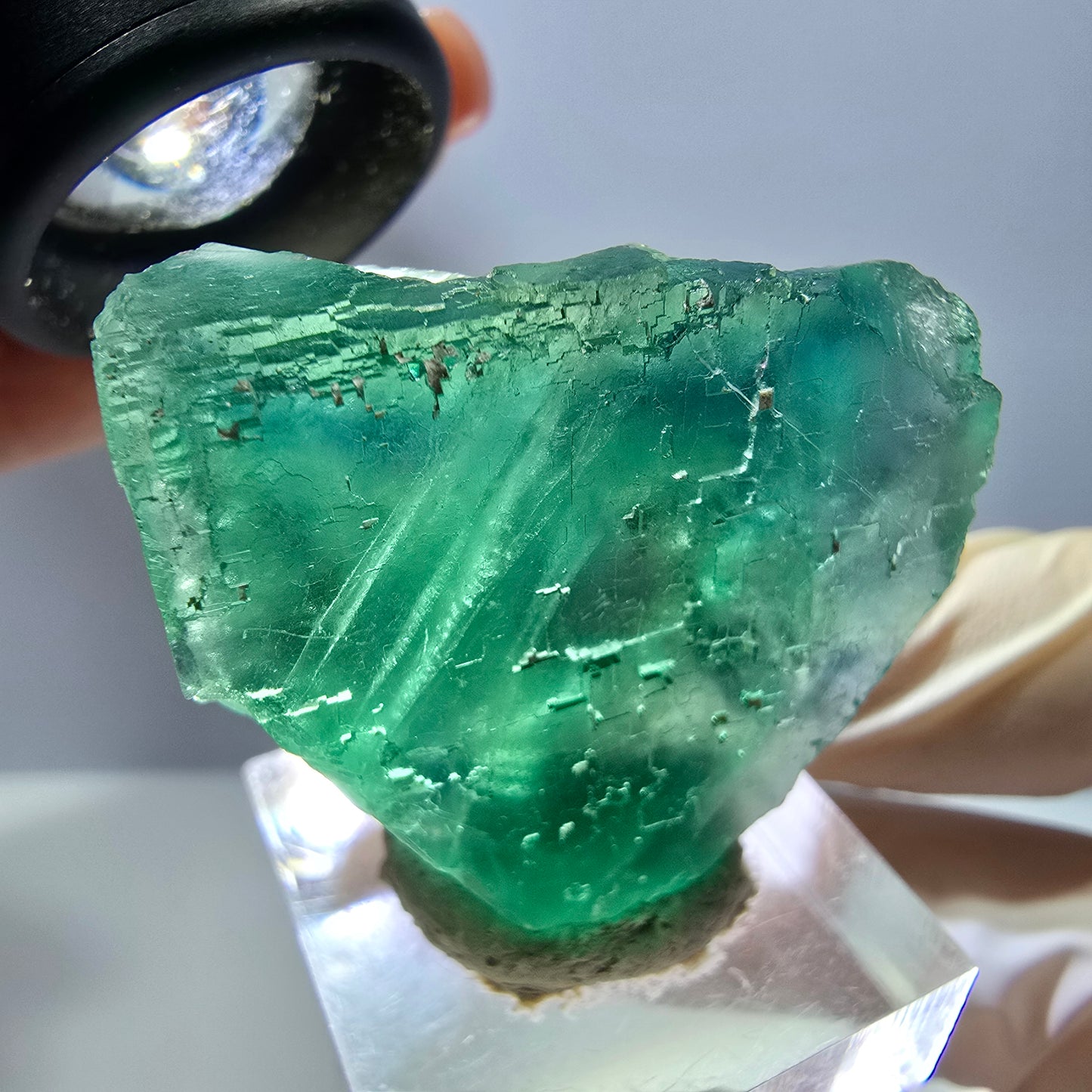 Klarer Phantom Fluorit Würfel parkettiert, grün Okorusu, Namibia 36*32*19mm