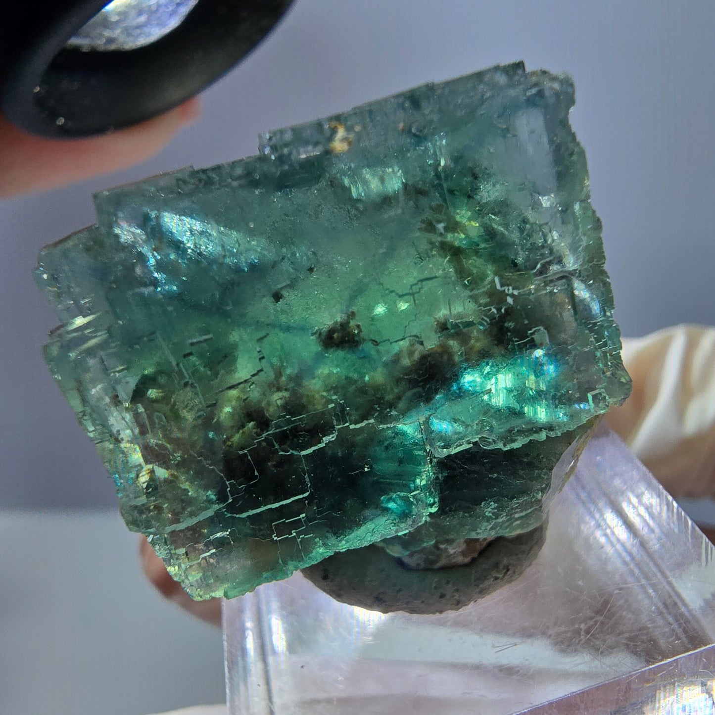 Klarer Phantom Fluorit Würfel parkettiert, grün Okorusu, Namibia 27*25*18mm