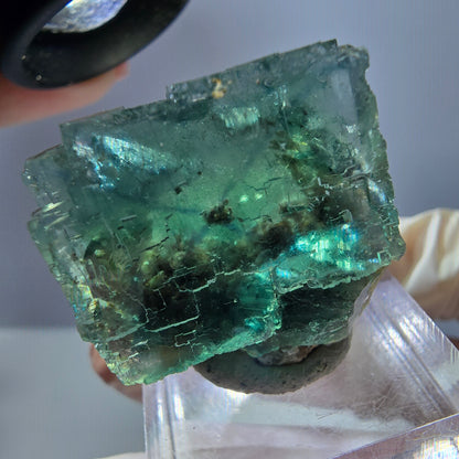 Klarer Phantom Fluorit Würfel parkettiert, grün Okorusu, Namibia 27*25*18mm