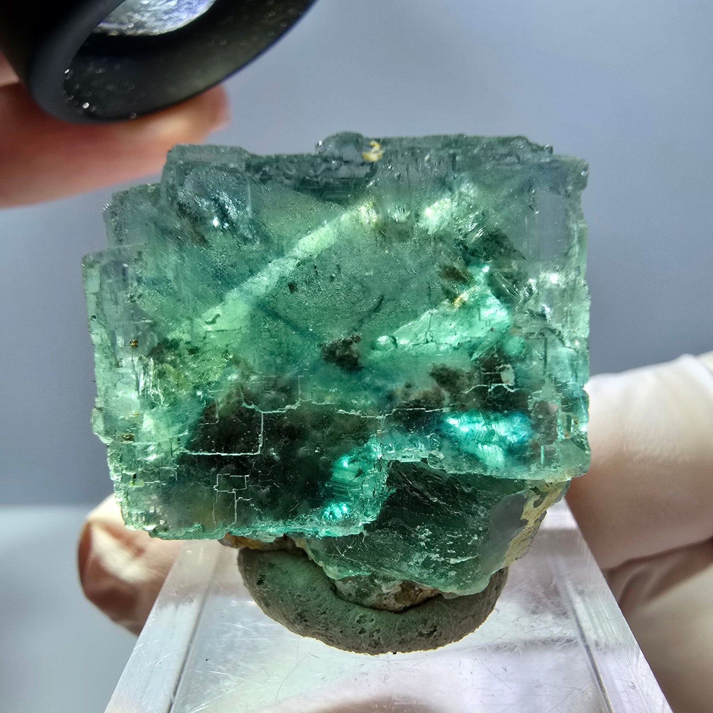 Klarer Phantom Fluorit Würfel parkettiert, grün Okorusu, Namibia 27*25*18mm