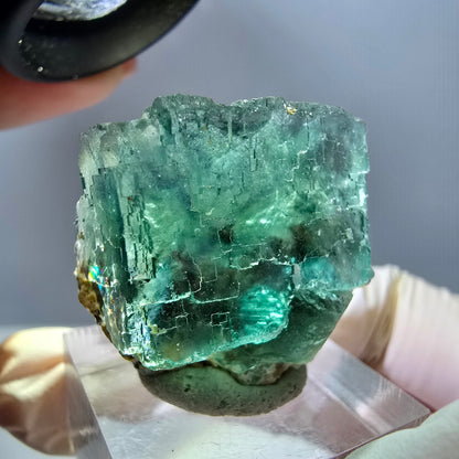 Klarer Phantom Fluorit Würfel parkettiert, grün Okorusu, Namibia 27*25*18mm