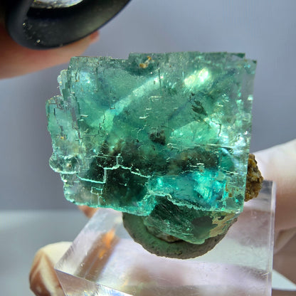 Klarer Phantom Fluorit Würfel parkettiert, grün Okorusu, Namibia 27*25*18mm