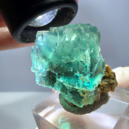 Klarer Phantom Fluorit Würfel parkettiert, grün Okorusu, Namibia 27*25*18mm