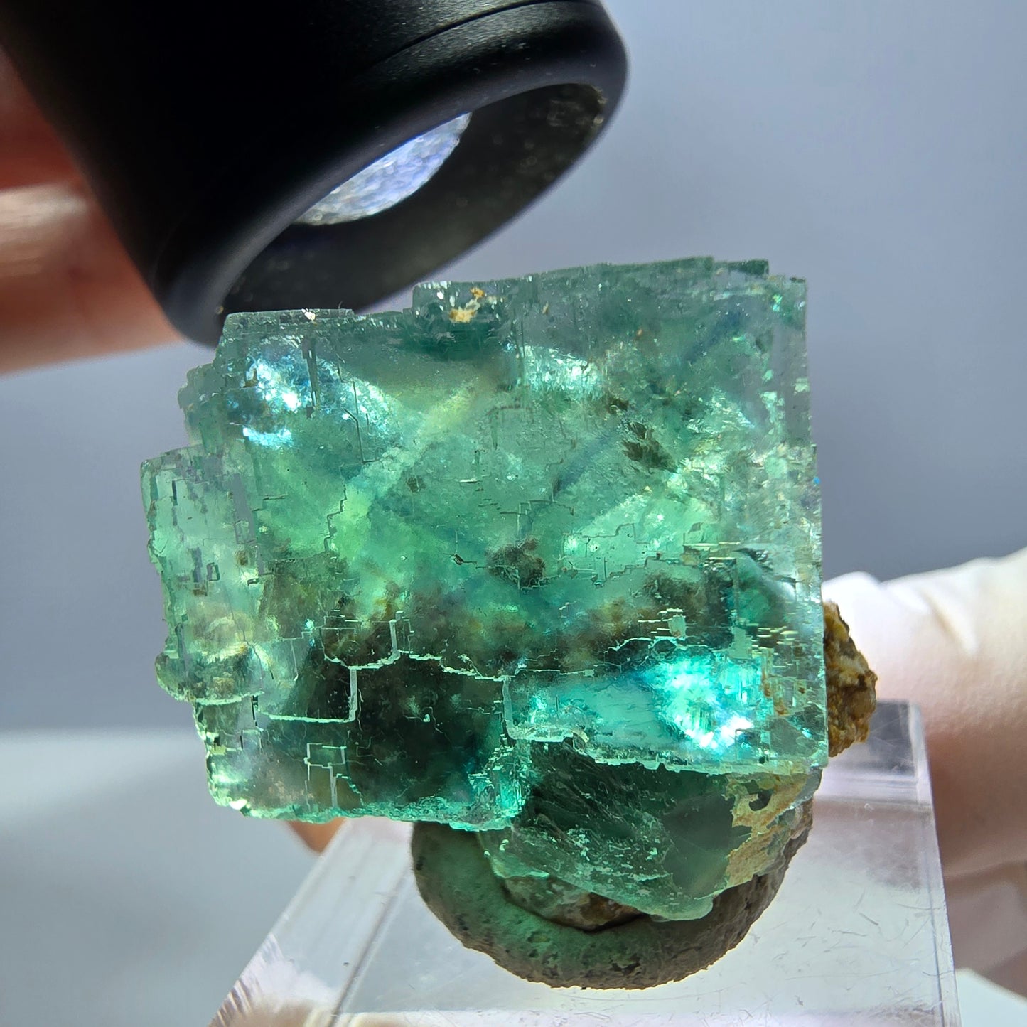 Klarer Phantom Fluorit Würfel parkettiert, grün Okorusu, Namibia 27*25*18mm