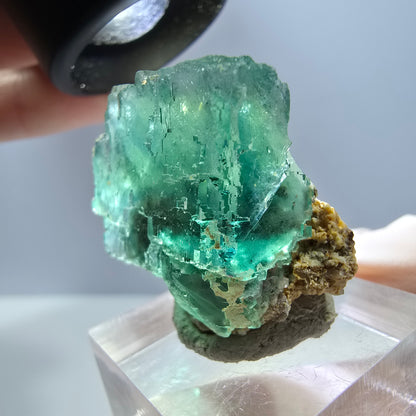 Klarer Phantom Fluorit Würfel parkettiert, grün Okorusu, Namibia 27*25*18mm