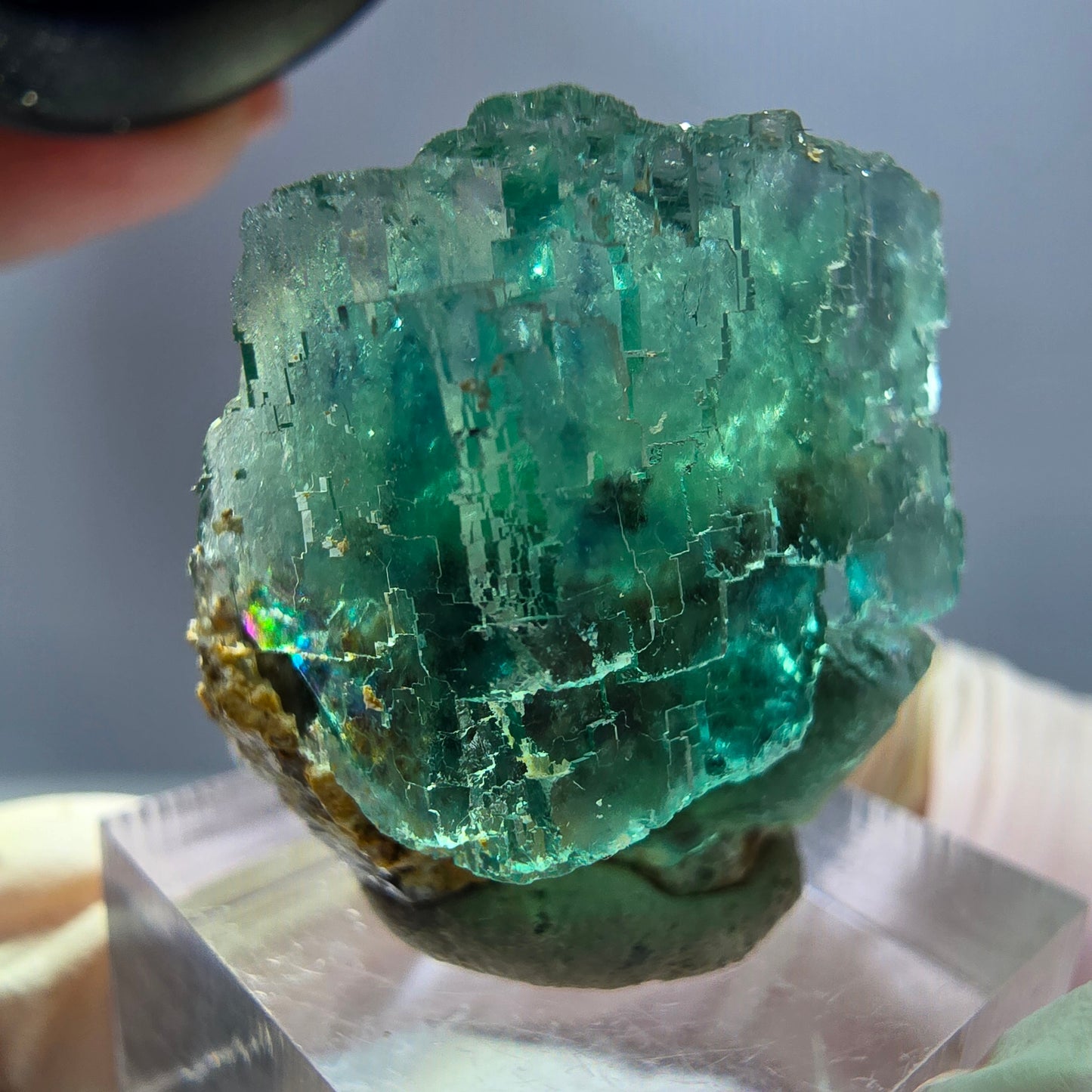 Klarer Phantom Fluorit Würfel parkettiert, grün Okorusu, Namibia 27*25*18mm