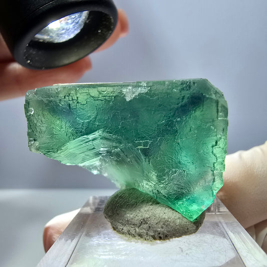 Klarer Phantom Fluorit Würfel parkettiert, grün Okorusu, Namibia 32*25*19mm