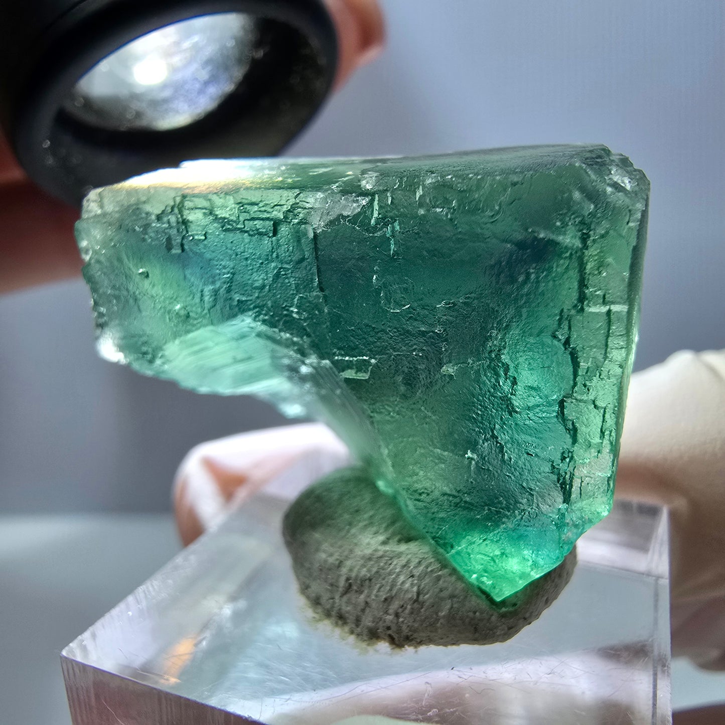 Klarer Phantom Fluorit Würfel parkettiert, grün Okorusu, Namibia 32*25*19mm