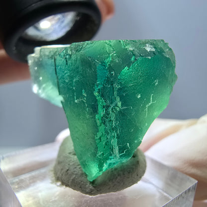 Klarer Phantom Fluorit Würfel parkettiert, grün Okorusu, Namibia 32*25*19mm