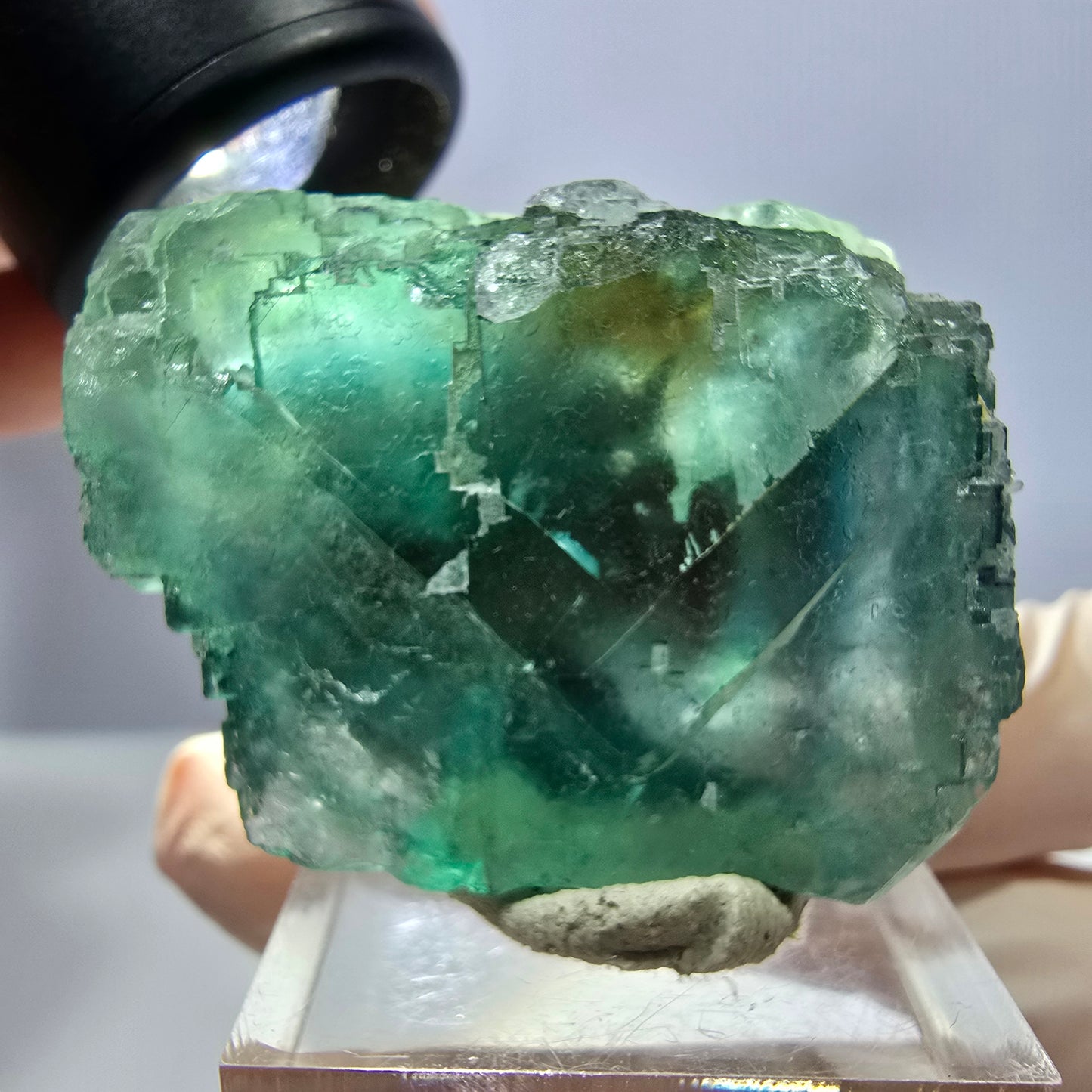 Klarer Phantom Fluorit Würfel parkettiert, grün Okorusu, Namibia 42*31*28mm