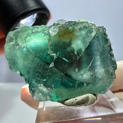 Klarer Phantom Fluorit Würfel parkettiert, grün Okorusu, Namibia 42*31*28mm