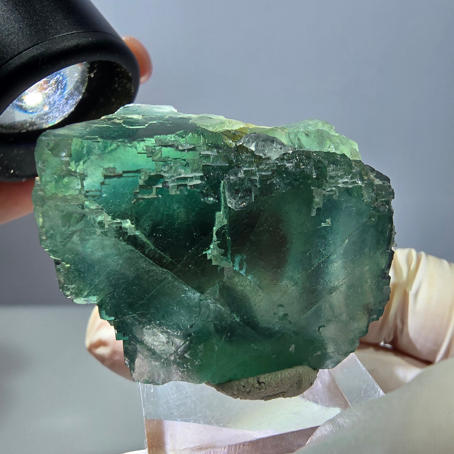 Klarer Phantom Fluorit Würfel parkettiert, grün Okorusu, Namibia 42*31*28mm