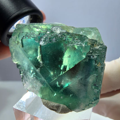 Klarer Phantom Fluorit Würfel parkettiert, grün Okorusu, Namibia 42*31*28mm
