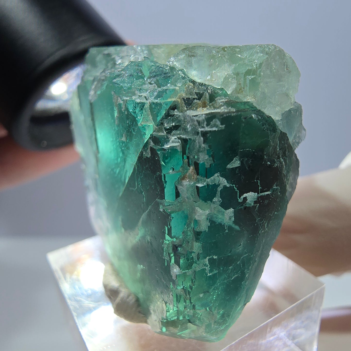 Klarer Phantom Fluorit Würfel parkettiert, grün Okorusu, Namibia 42*31*28mm