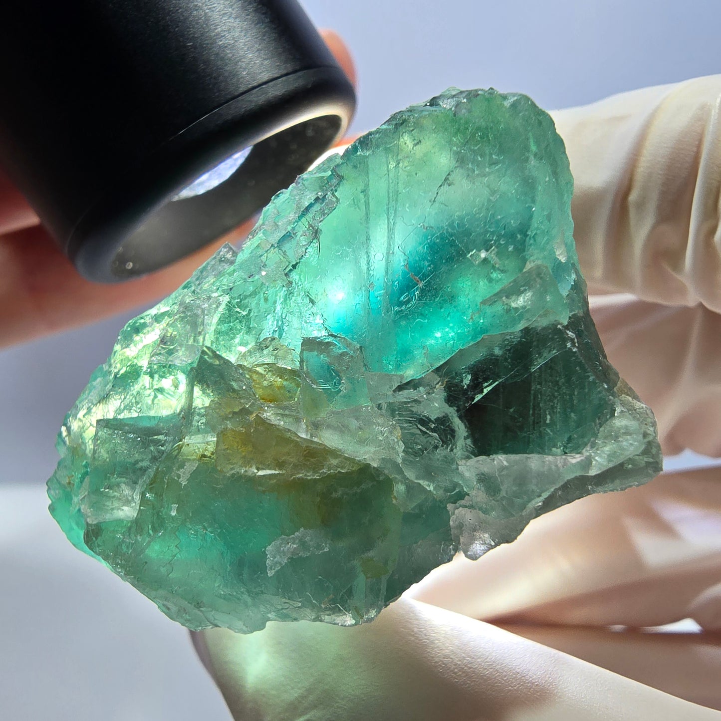 Klarer Phantom Fluorit Würfel parkettiert, grün Okorusu, Namibia 42*31*28mm