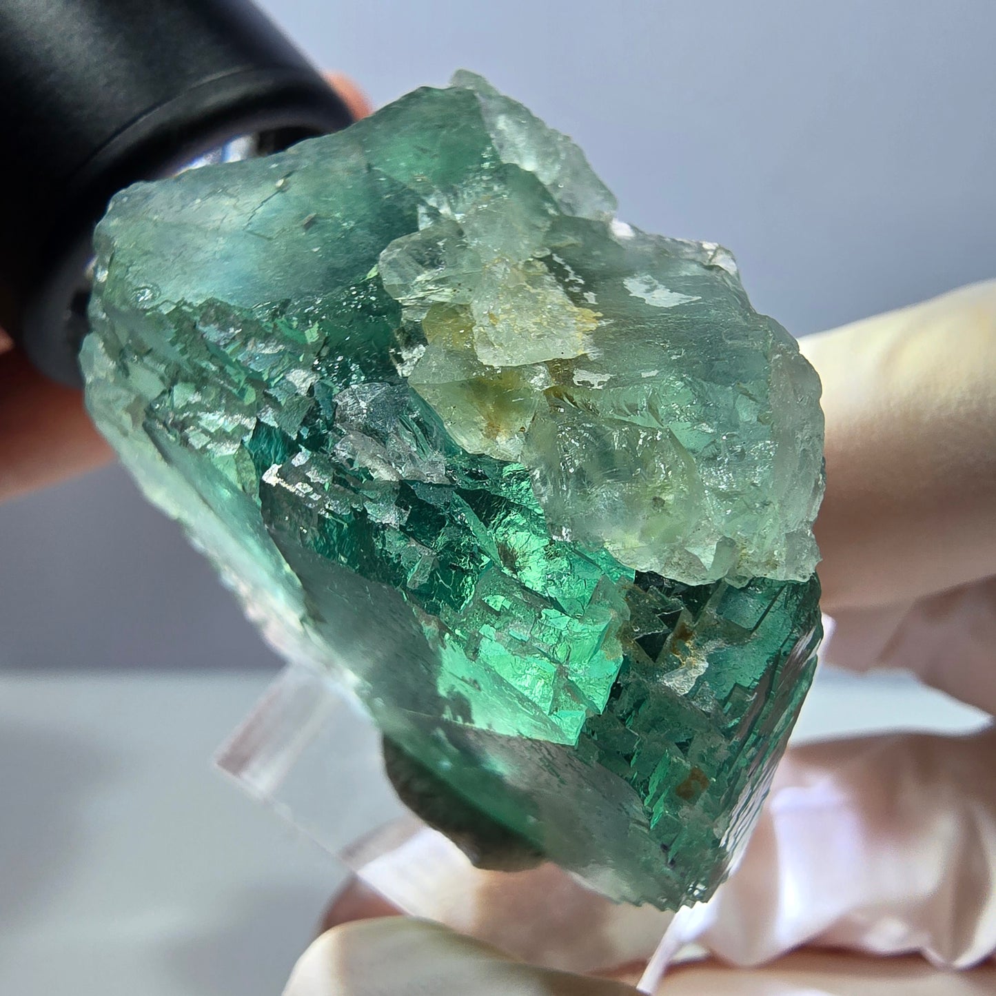 Klarer Phantom Fluorit Würfel parkettiert, grün Okorusu, Namibia 42*31*28mm
