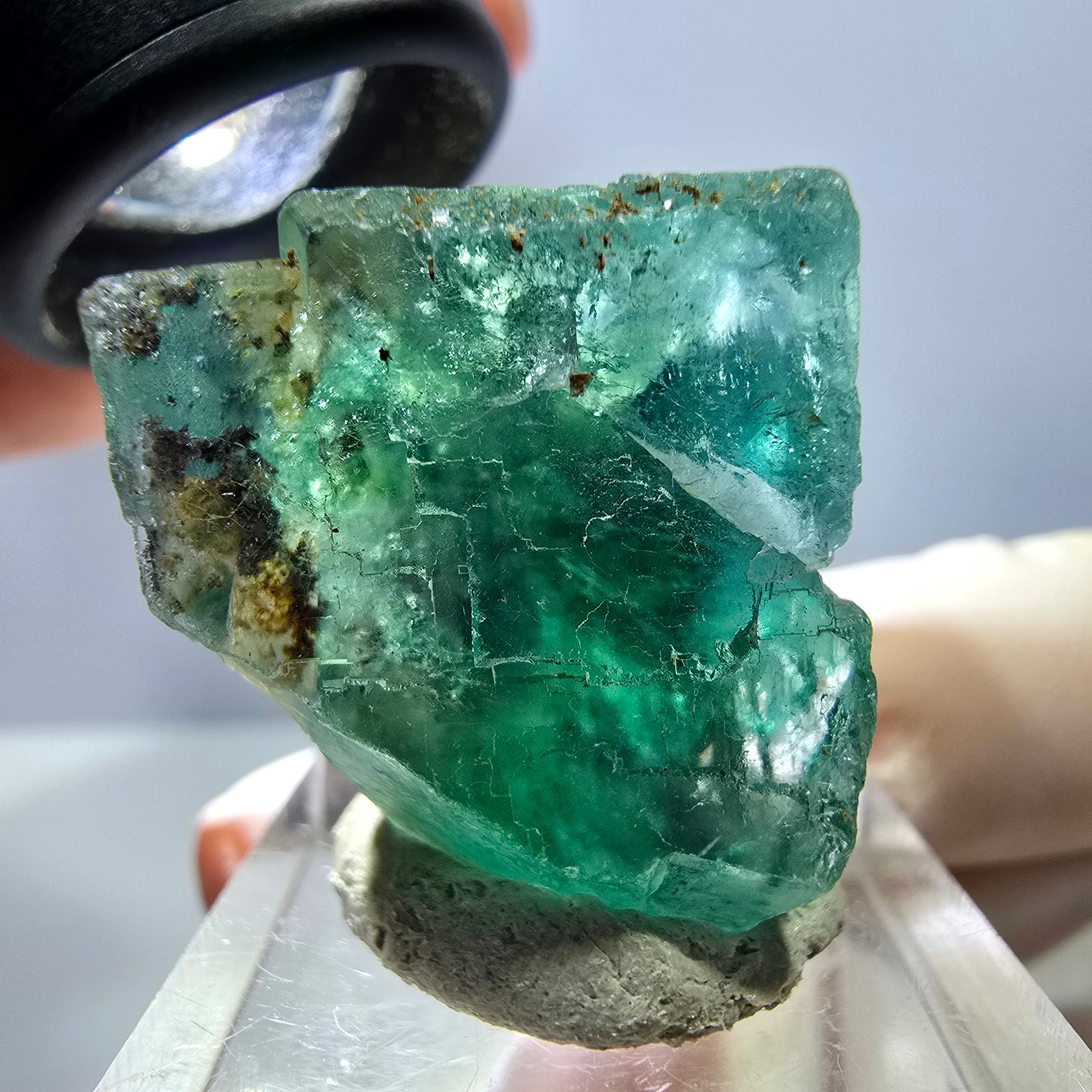 Klarer Phantom Fluorit Würfel parkettiert, grün Okorusu, Namibia 27*25*20mm