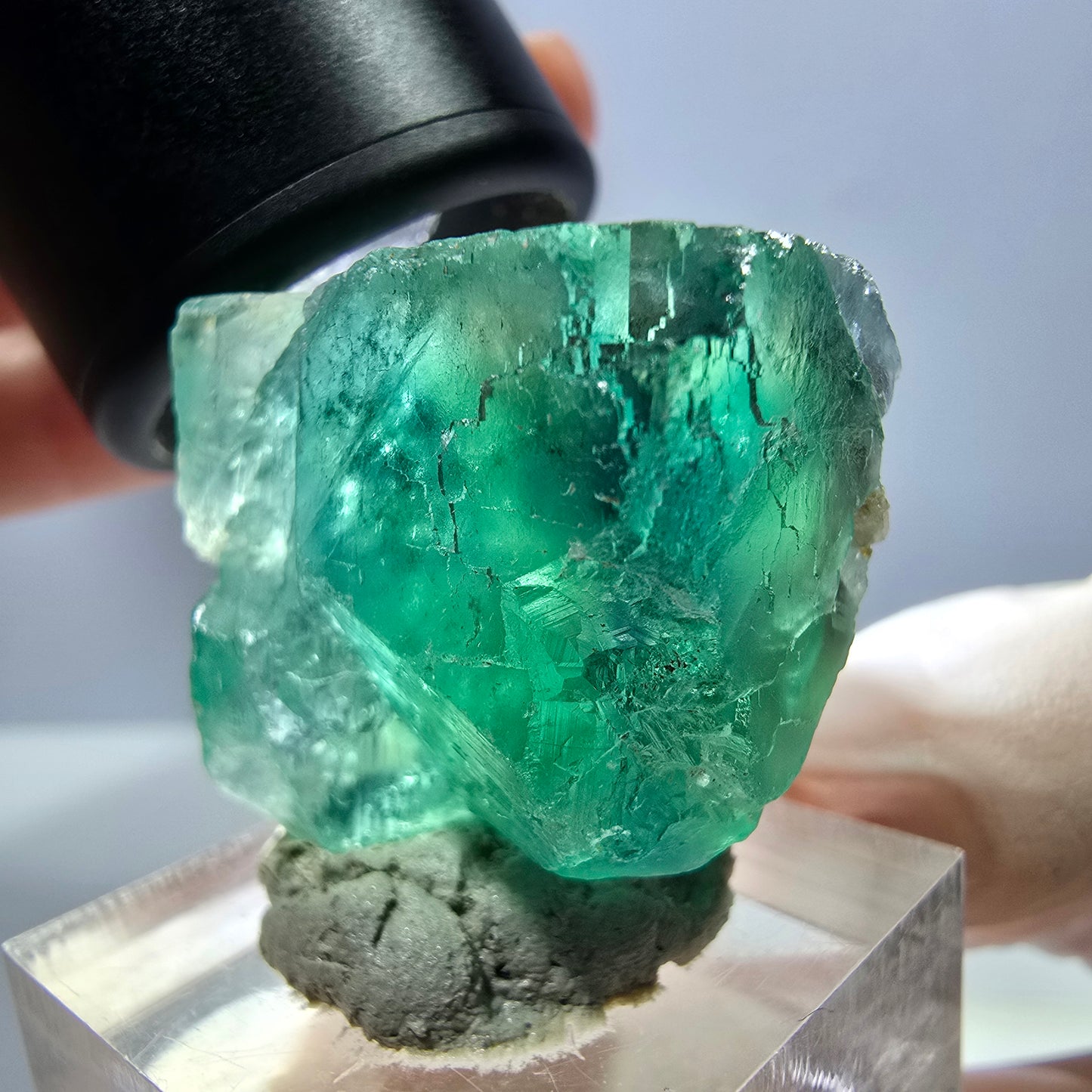 Klarer Phantom Fluorit Würfel parkettiert, grün Okorusu, Namibia 27*25*20mm