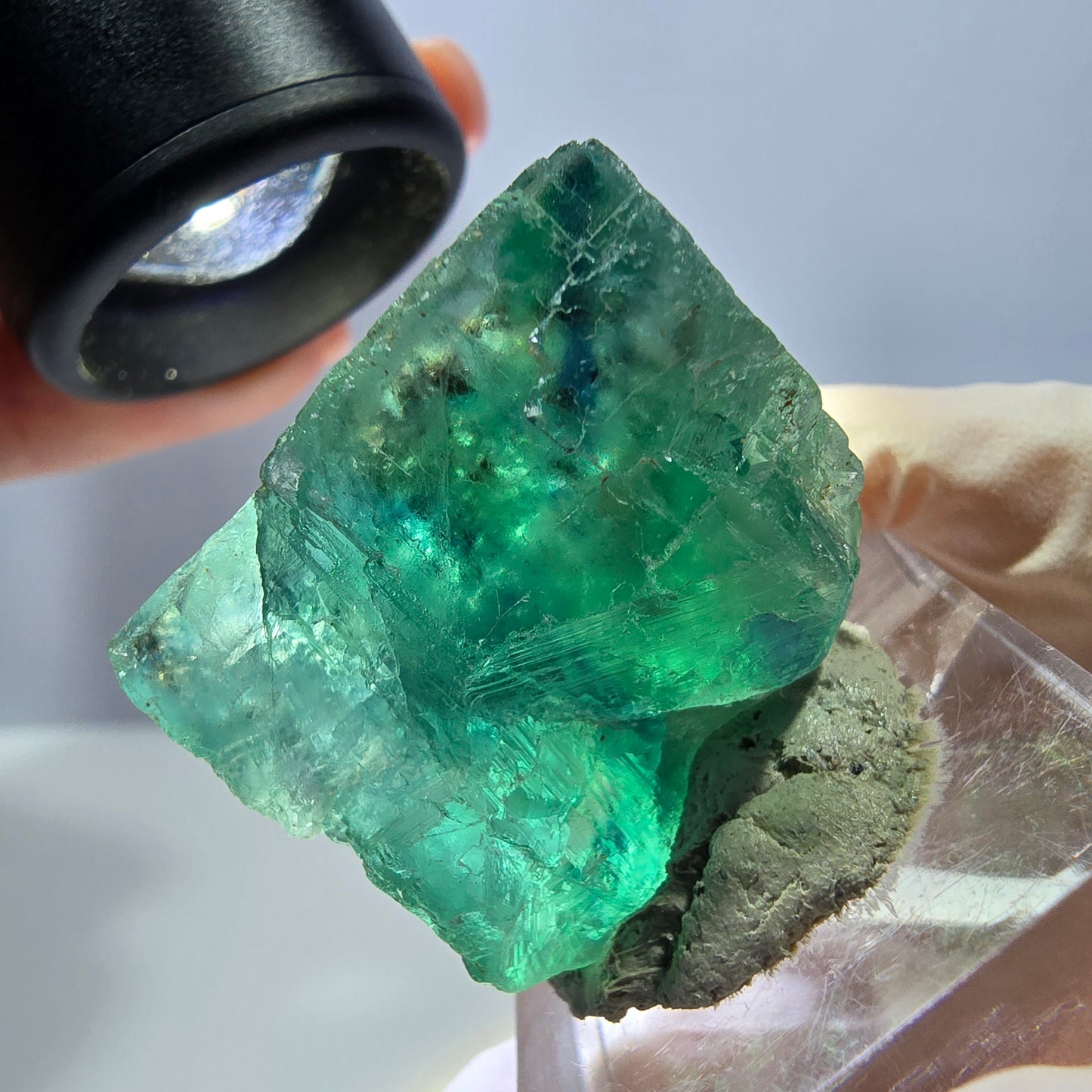 Klarer Phantom Fluorit Würfel parkettiert, grün Okorusu, Namibia 27*25*20mm