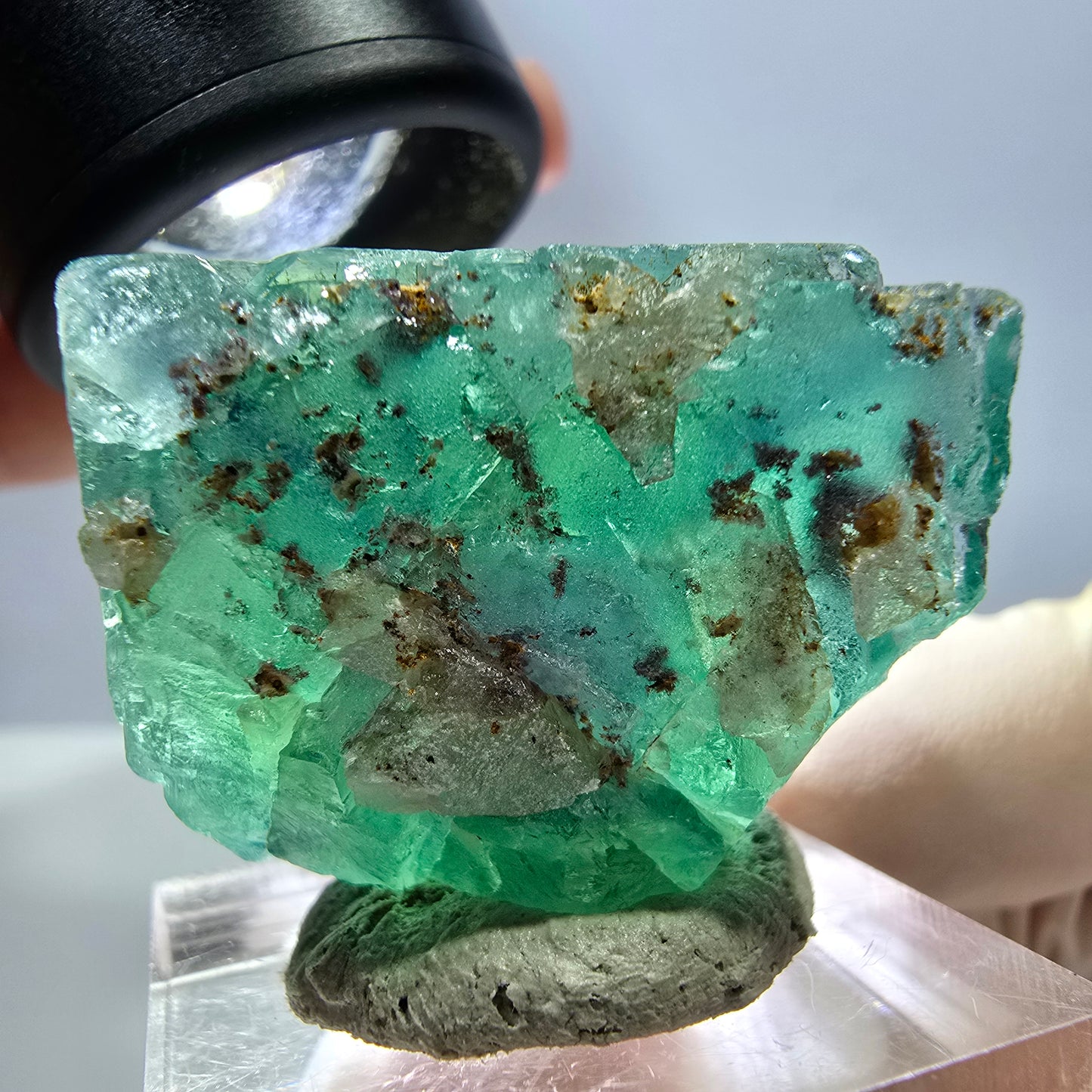 Klarer Phantom Fluorit Würfel parkettiert, grün Okorusu, Namibia 27*25*20mm