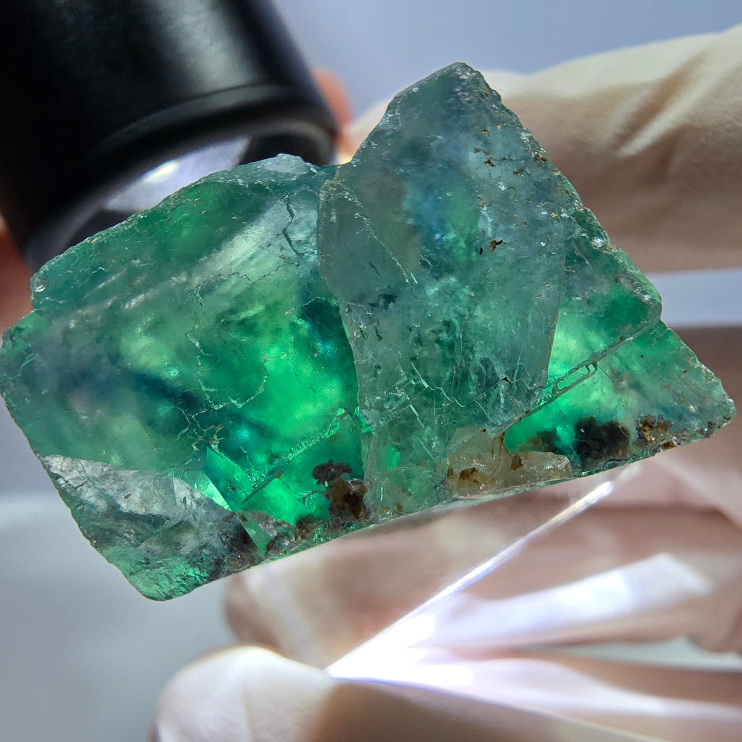 Klarer Phantom Fluorit Würfel parkettiert, grün Okorusu, Namibia 27*25*20mm