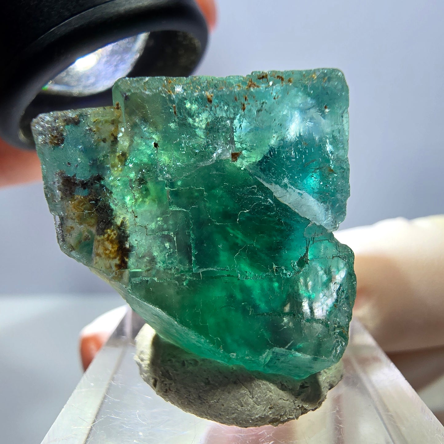 Klarer Phantom Fluorit Würfel parkettiert, grün Okorusu, Namibia 27*25*20mm