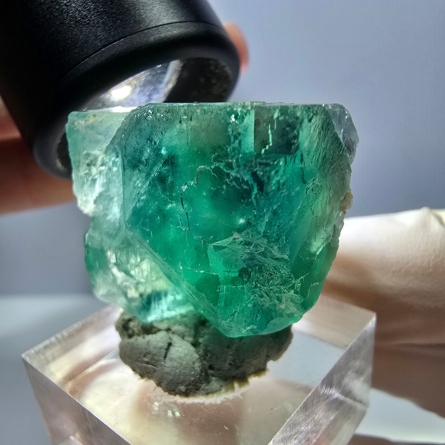 Klarer Phantom Fluorit Würfel parkettiert, grün Okorusu, Namibia 27*25*20mm
