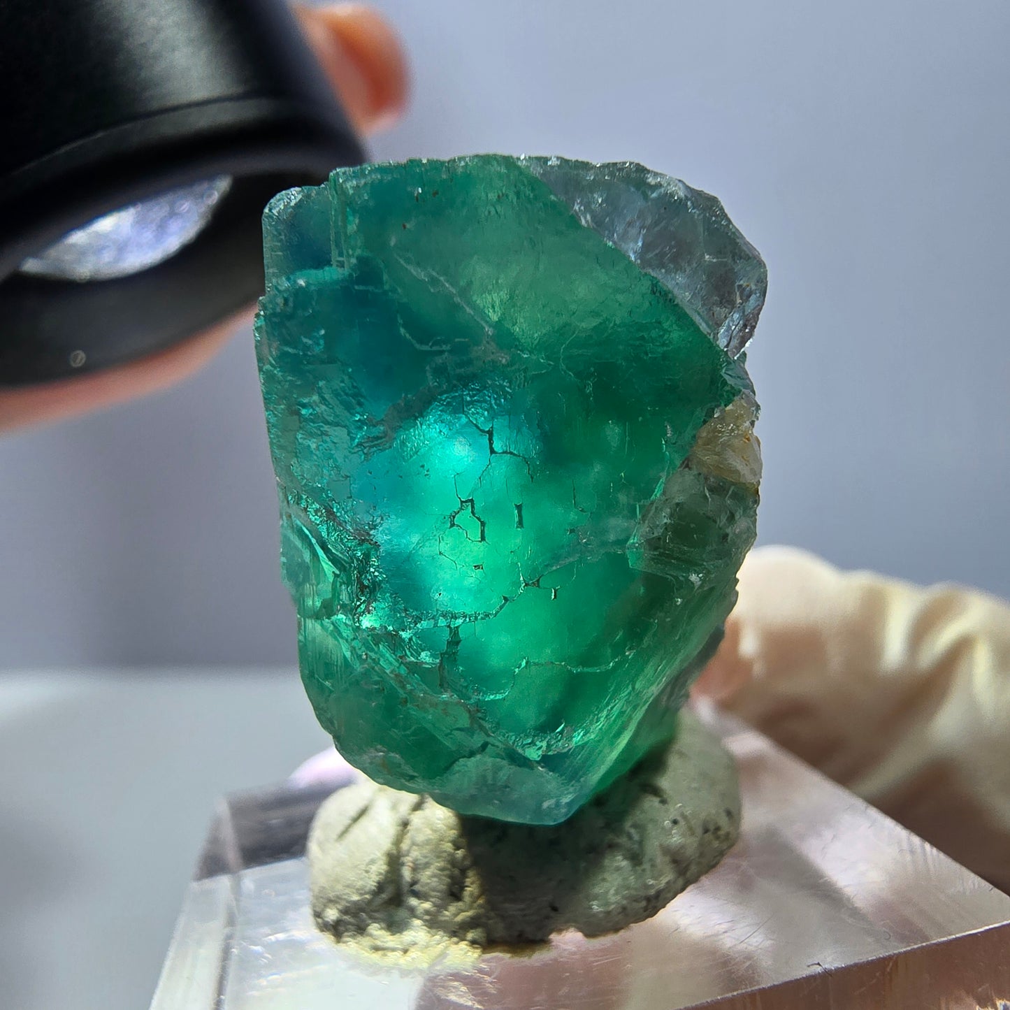 Klarer Phantom Fluorit Würfel parkettiert, grün Okorusu, Namibia 27*25*20mm