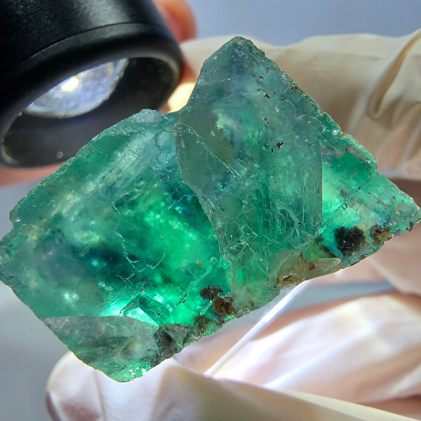 Klarer Phantom Fluorit Würfel parkettiert, grün Okorusu, Namibia 27*25*20mm