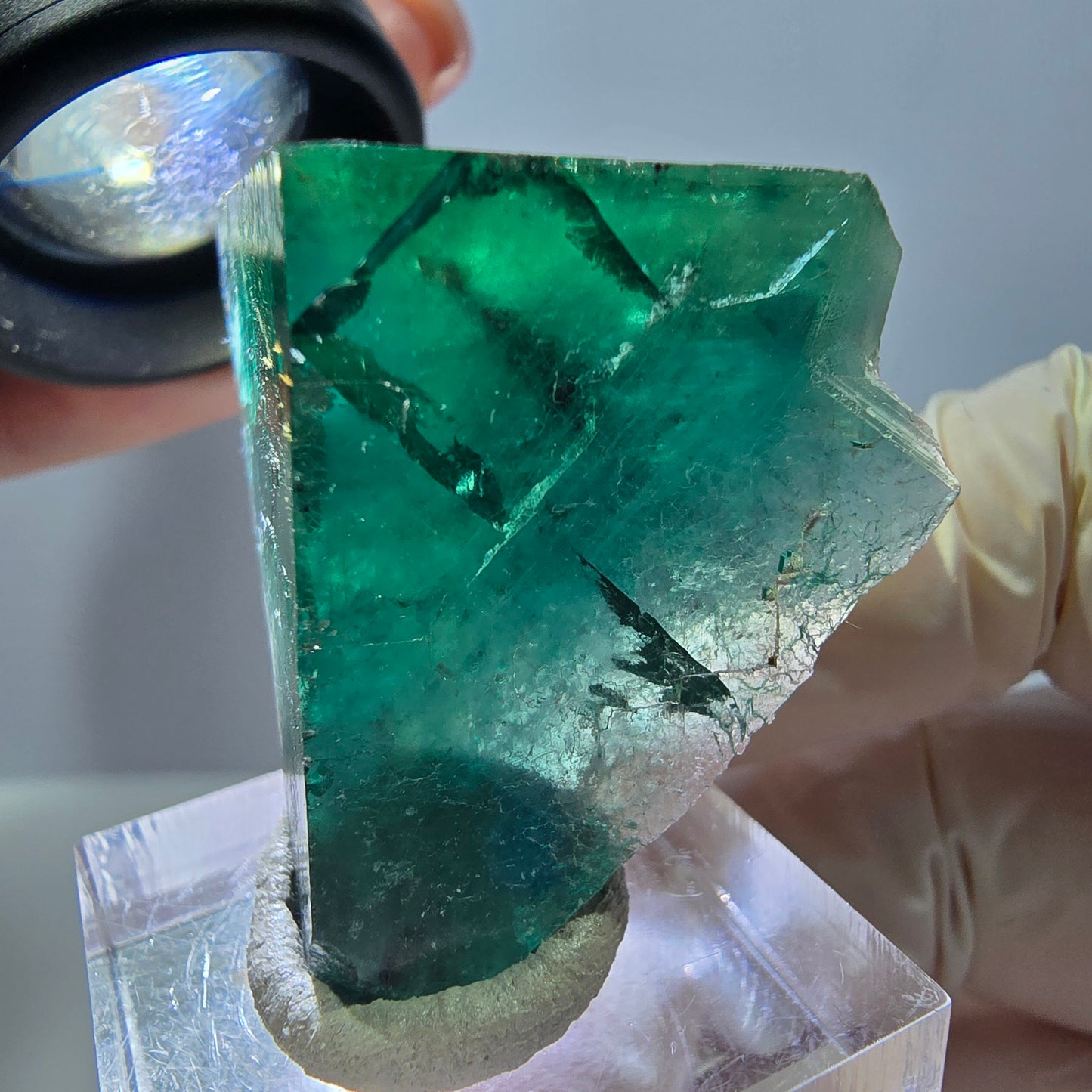 Klarer Phantom Fluorit Würfel parkettiert, grün Okorusu, Namibia 31*29*25mm