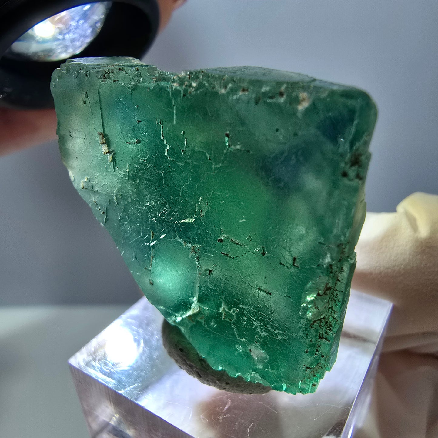 Klarer Phantom Fluorit Würfel parkettiert, grün Okorusu, Namibia 31*29*16mm