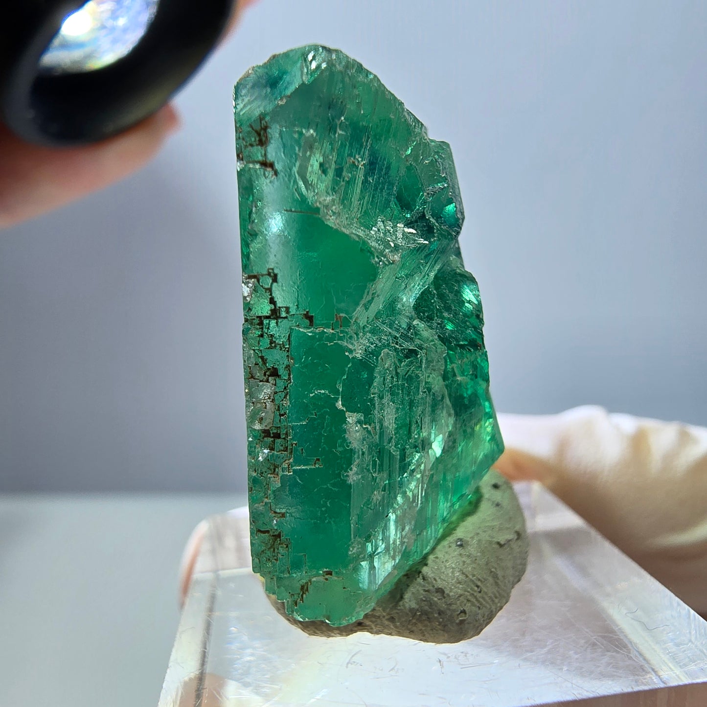 Klarer Phantom Fluorit Würfel parkettiert, grün Okorusu, Namibia 31*29*16mm