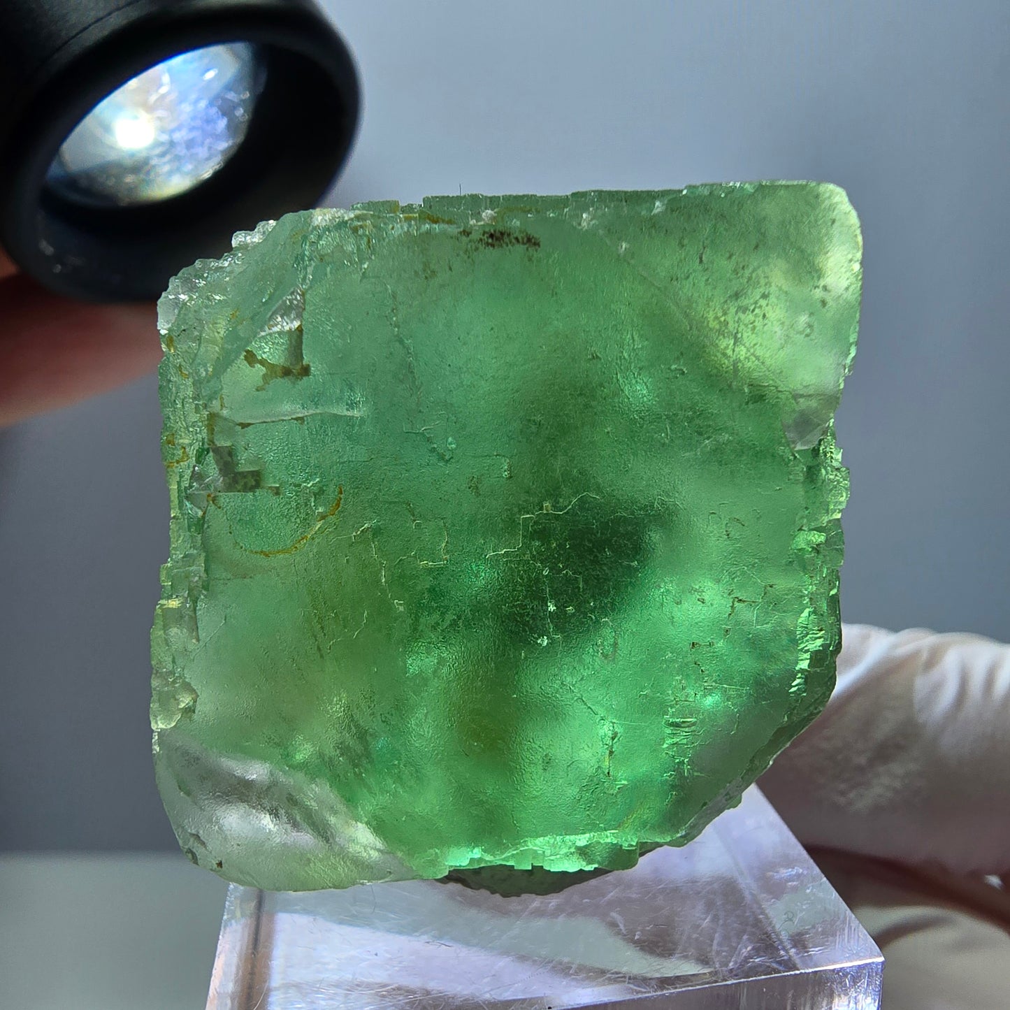 Klarer Phantom Fluorit Würfel parkettiert, grün Okorusu, Namibia 30*29*29mm