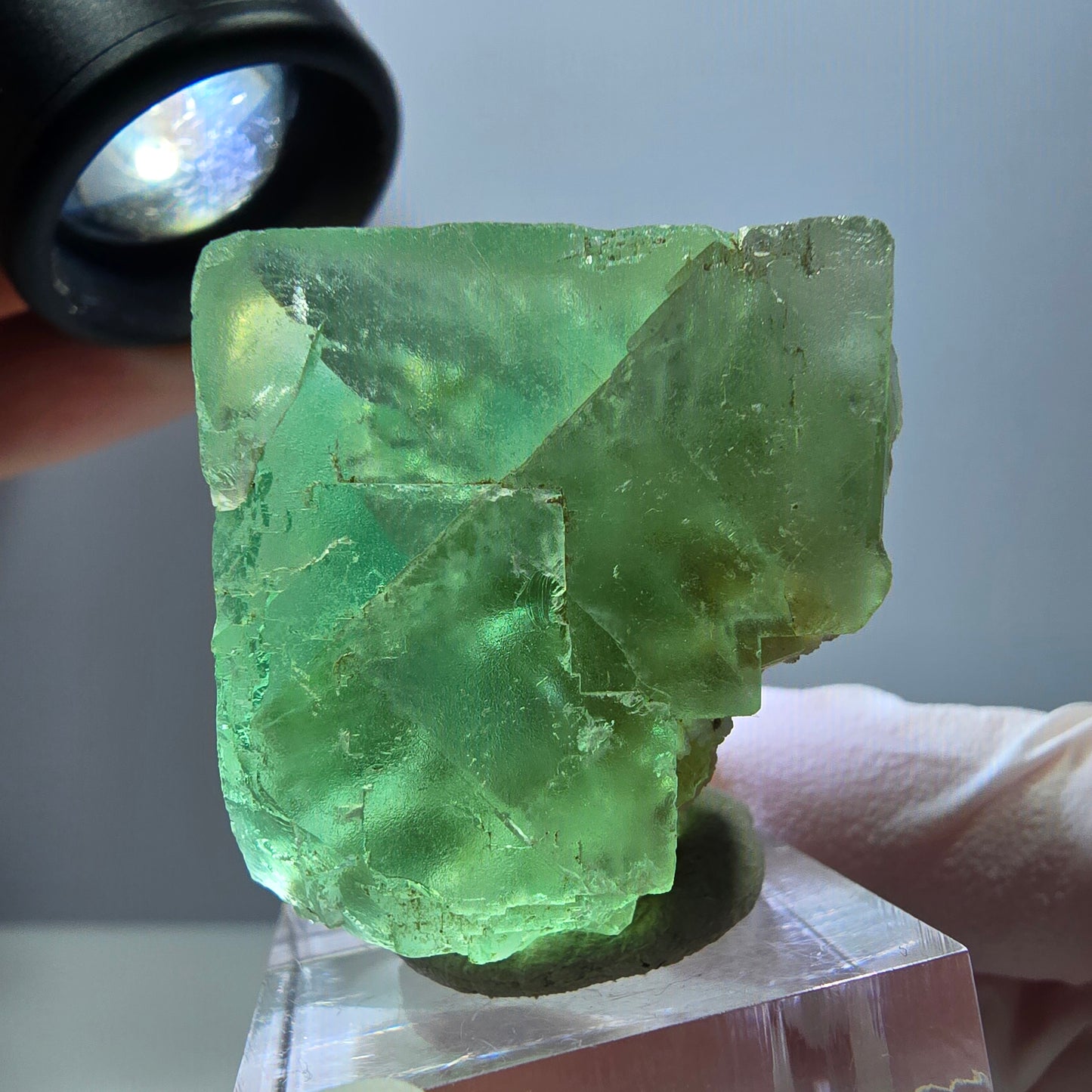 Klarer Phantom Fluorit Würfel parkettiert, grün Okorusu, Namibia 30*29*29mm