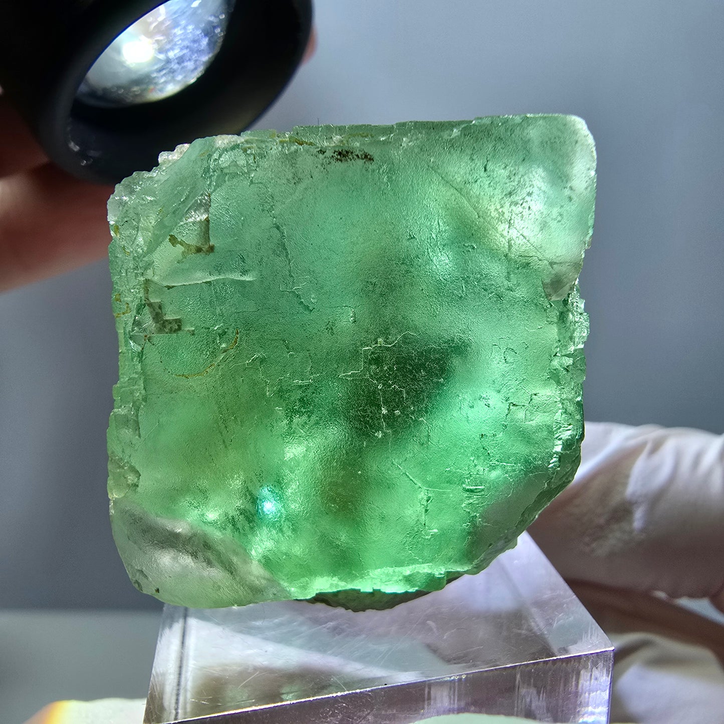 Klarer Phantom Fluorit Würfel parkettiert, grün Okorusu, Namibia 30*29*29mm