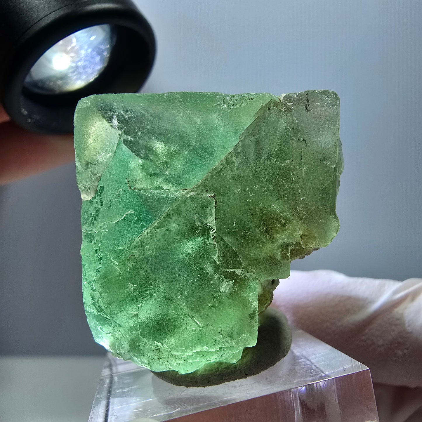 Klarer Phantom Fluorit Würfel parkettiert, grün Okorusu, Namibia 30*29*29mm