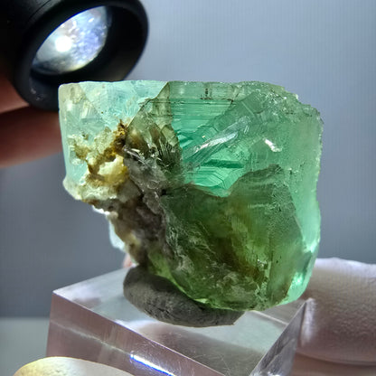 Klarer Phantom Fluorit Würfel parkettiert, grün Okorusu, Namibia 30*29*29mm
