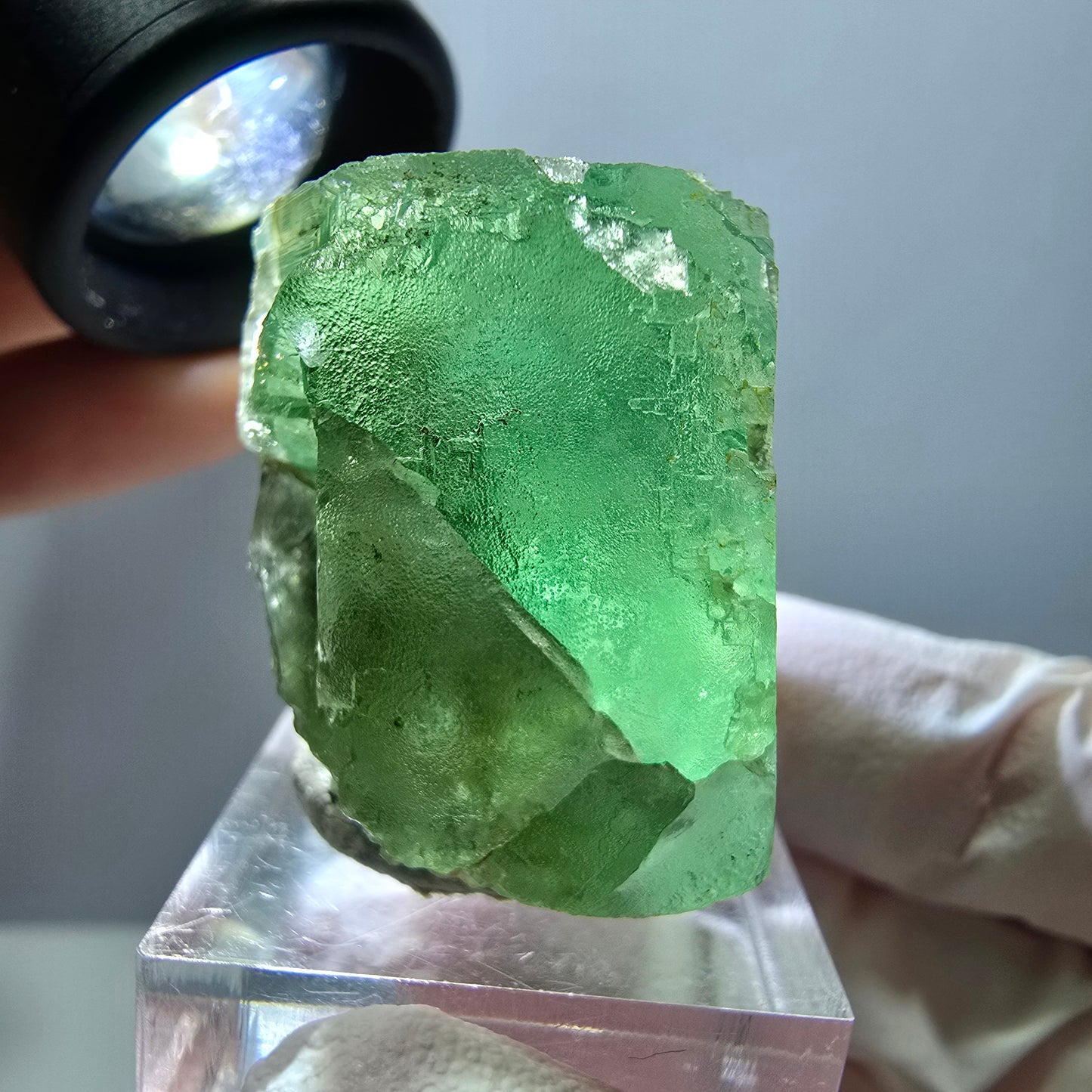 Klarer Phantom Fluorit Würfel parkettiert, grün Okorusu, Namibia 30*29*29mm