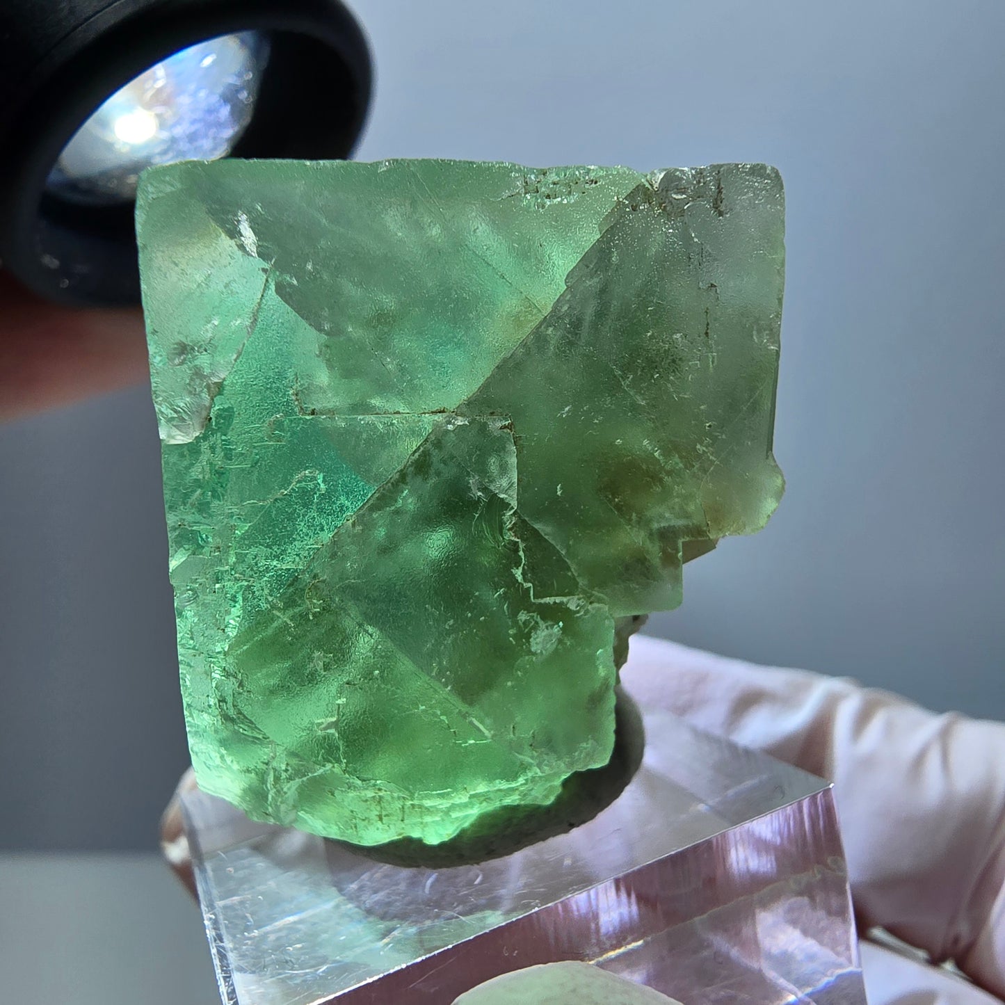 Klarer Phantom Fluorit Würfel parkettiert, grün Okorusu, Namibia 30*29*29mm